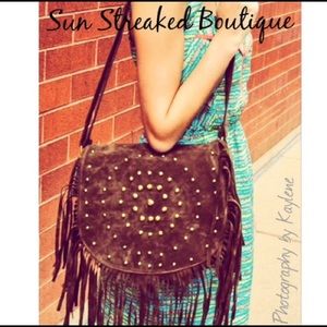 COPY - Suede and fringed boho purse